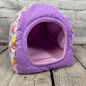 Guinea Pig Handmade Hut Bed Removable Pad Boba Tea Print Bearded Dragon Purple